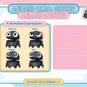 Animated Black REPO Pngtuber | 4 Expressions, Veadotube Ready-to-use ...