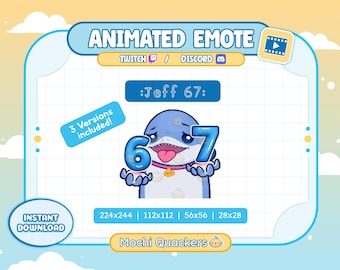 Animated Emotes - Jeff 67 Emote (3 Versions) | Six Seven Brainrot Meme, Twitch & Discord Emoji