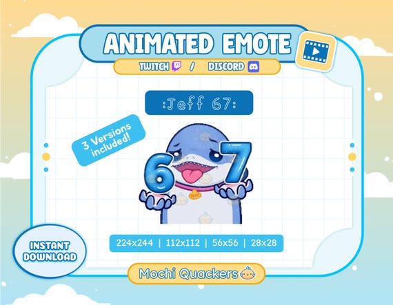 Animated Emotes - Jeff 67 Emote (3 Versions) | Six Seven Brainrot Meme, Twitch & Discord Emoji
