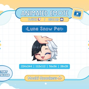 ANIMATED Rivals Emote | Luna Head Pat Emote for Twitch Stream & Discord, 4 gif sizes | Cute Kawaii Luna  Snow Emote Chibi Good Job Head Rub