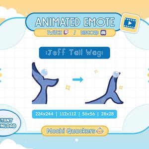 ANIMATED Rivals Emote | Jeff Tail Wag Emote for Twitch & Discord, 4 gif sizes | Blue Shark Jeff the Landshark Wagging Shake Wiggle Bubble