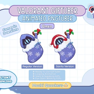 Weihnachten ANIMIERTE PNGTUBER | Weihnachten Valorant Omen GIFTuber für Stream, Ready to Use für Twitch + OBS | Winter Urlaub Dekoration Santa Peeker
