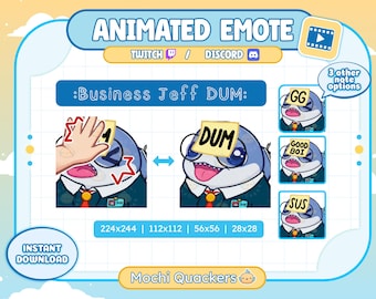 Animated Emotes | Business Jeff Emote - DUM Note | GG, Good Boi, SUS | Twitch & Discord Emoji