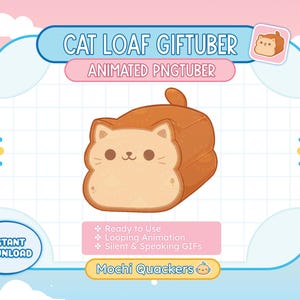 Food ANIMATED PNGTUBER | Bread Loaf Cat PNGtuber for Streaming, Ready to Use for Twitch + OBS | Kitty Loaf png Bread Avatar, food pngtuber