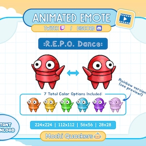 ANIMATED Emote | REPO Emote - Dance | Twitch & Discord Emoji, 4 gif sizes | R.E.P.O. Game Character Rave Hype Stream Alert Spooky Party