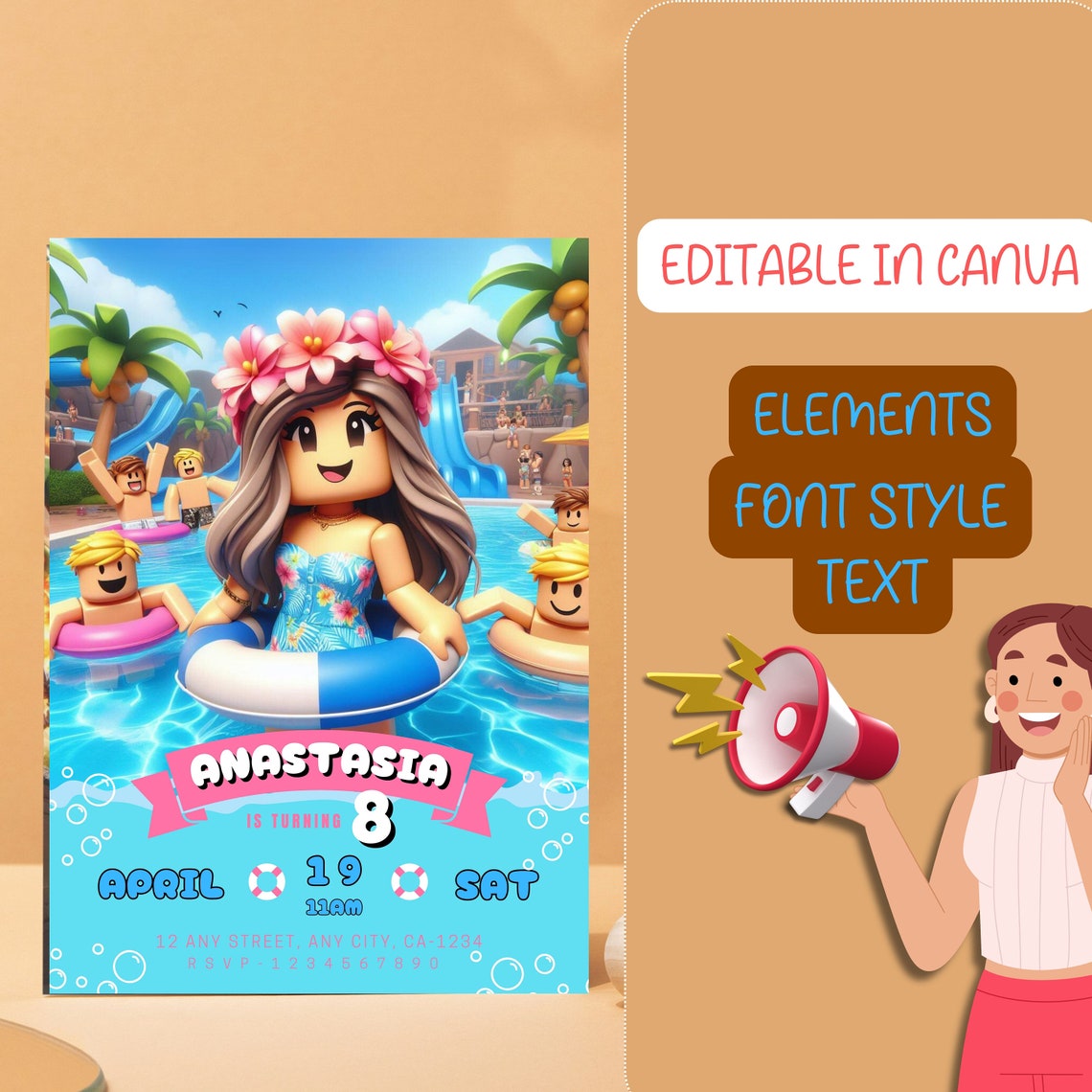 Roblox pool party pool party invitation roblox invitation roblox