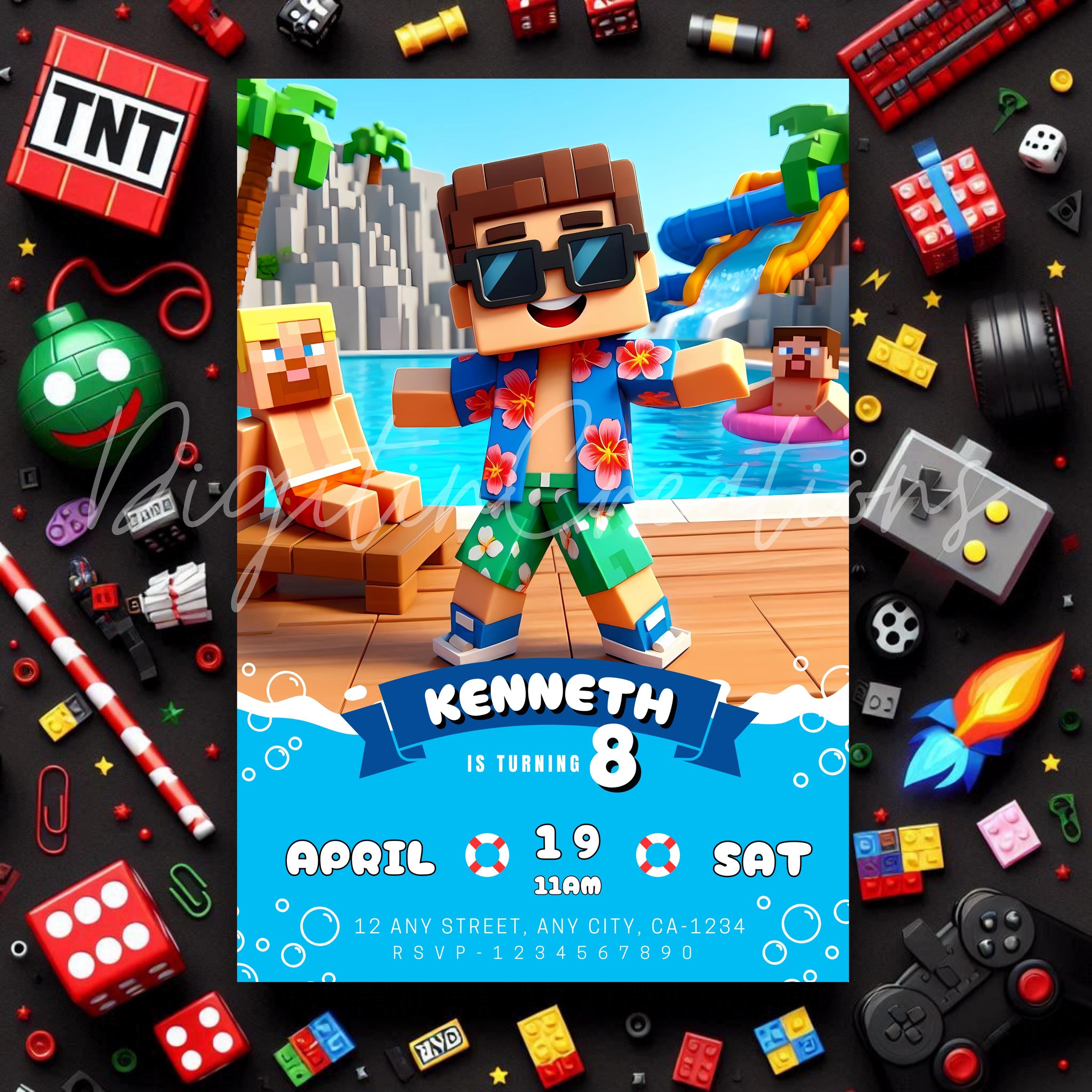 Minecraft Pool Party Template