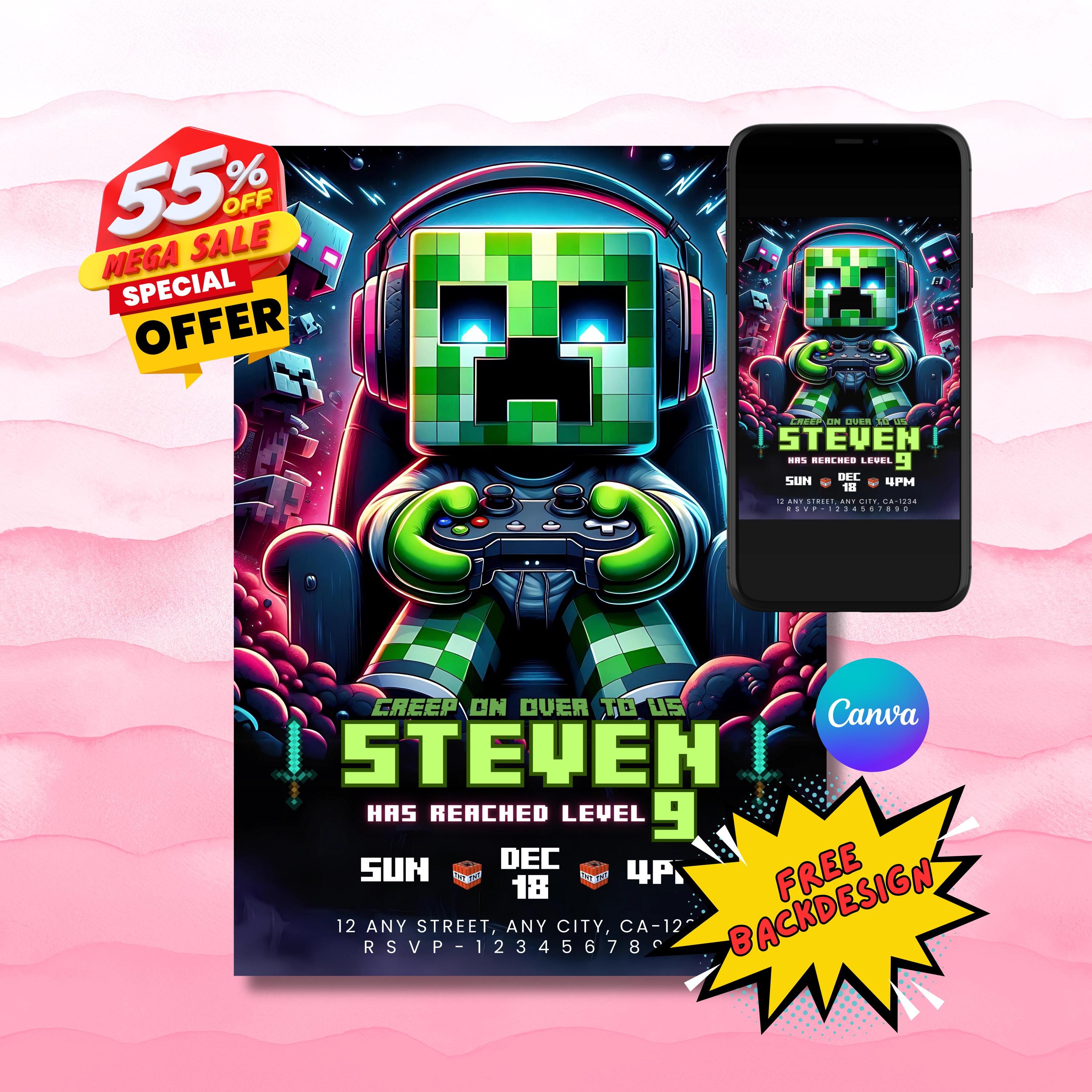 Minecrafter Creeper Canva Template