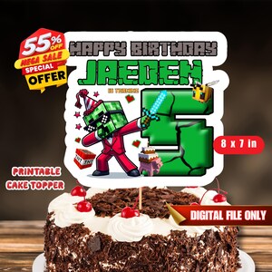 Unofficial Mine Crafter Cake topper mine crft theme Cake topper Diy Cake topper Cake topper for Mine crafter Fans Mine crft Inspired Topper