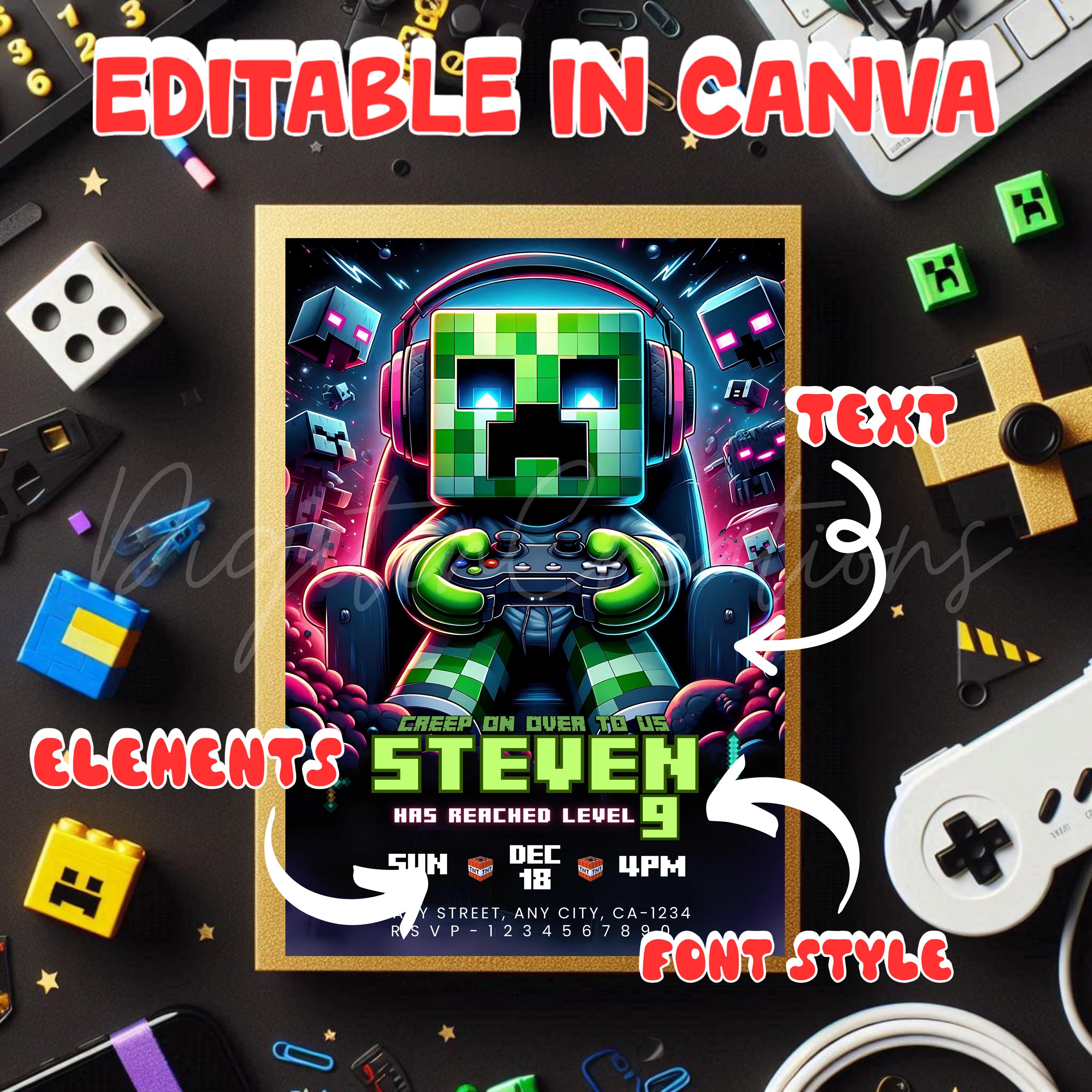Minecrafter Creeper Canva Template