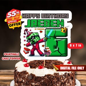 Unofficial Mine Crafter Cake topper mine crft theme Cake topper Diy Cake topper Cake topper for Mine crafter Fans Mine crft Inspired Topper