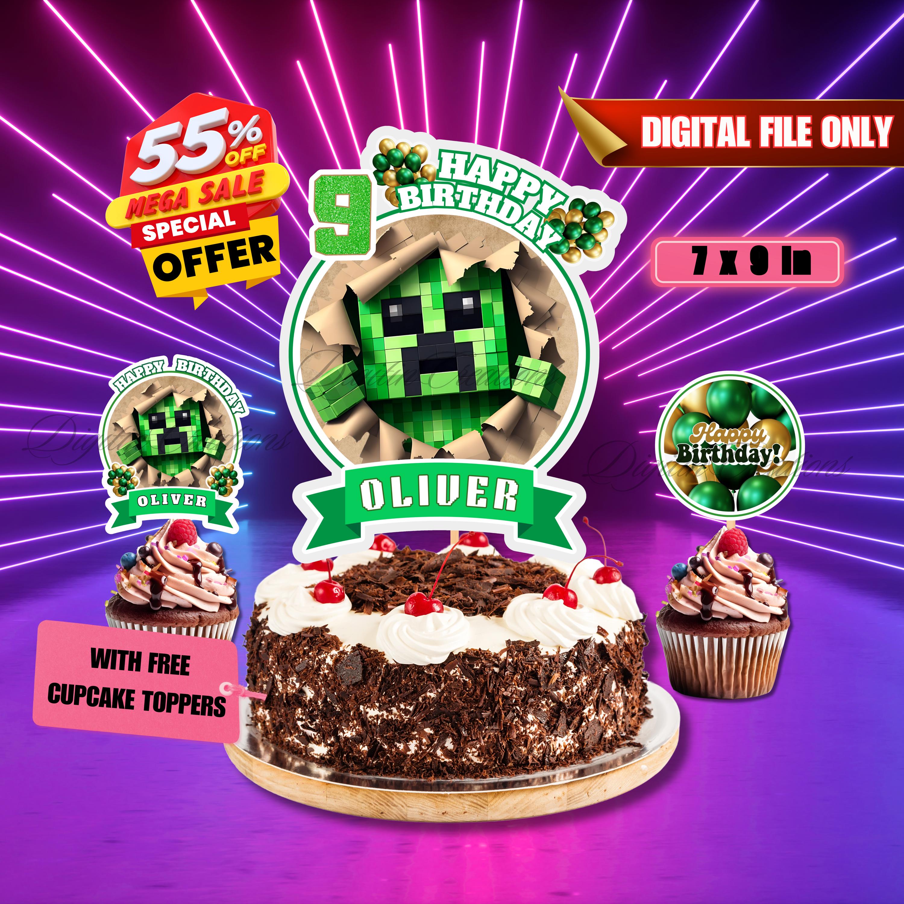 Custom Creeper Birthday Cake Topper