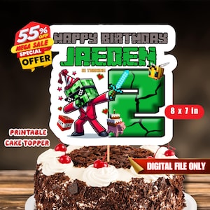 Unofficial Mine Crafter Cake topper mine crft theme Cake topper Diy Cake topper Cake topper for Mine crafter Fans Mine crft Inspired Topper