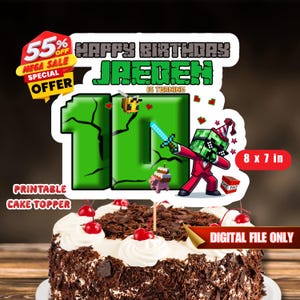 Unofficial Mine Crafter Cake topper mine crft theme Cake topper Diy Cake topper Cake topper for Mine crafter Fans Mine crft Inspired Topper