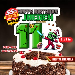 Unofficial Mine Crafter Cake topper mine crft theme Cake topper Diy Cake topper Cake topper for Mine crafter Fans Mine crft Inspired Topper