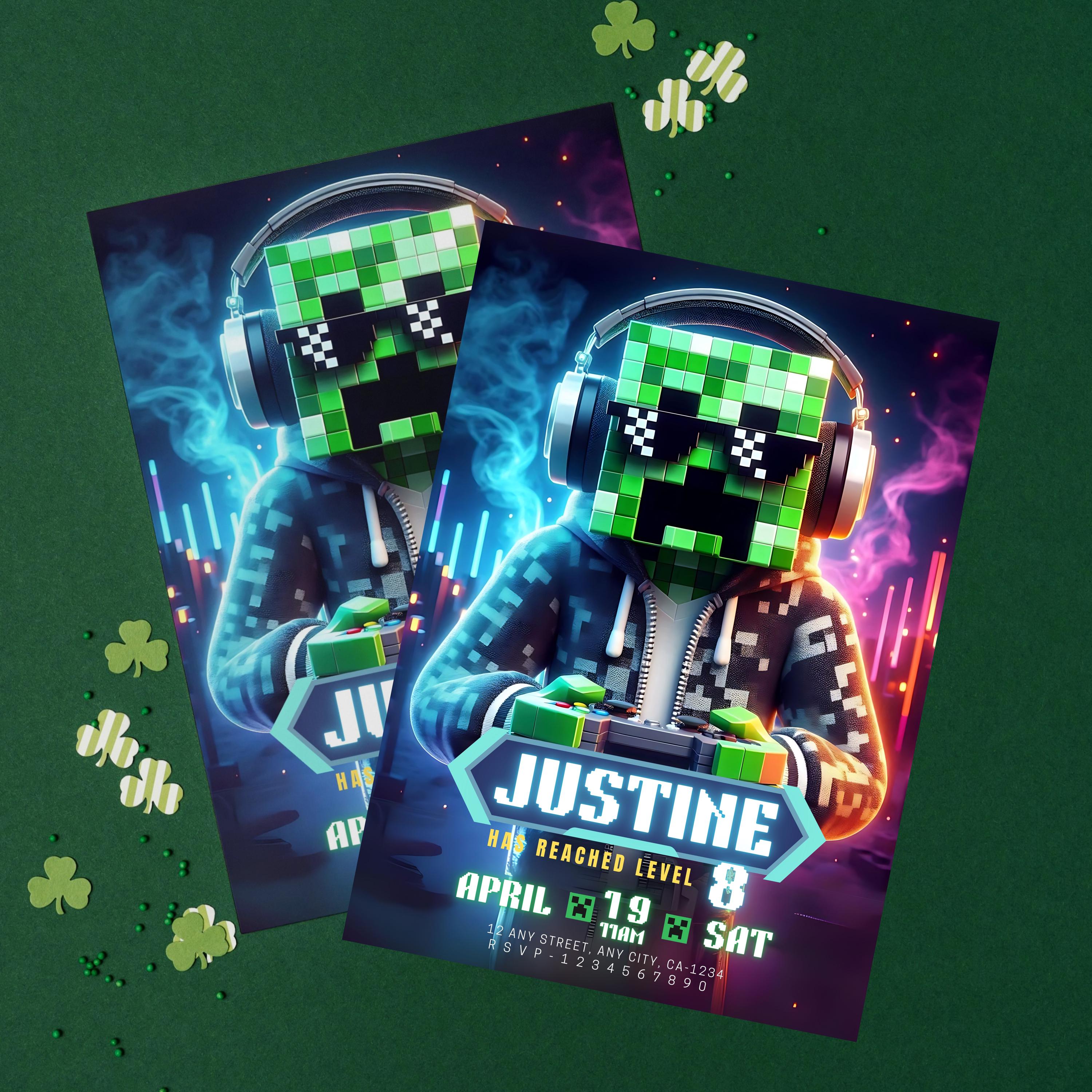 Minecrafter Birthday Invite – Editable