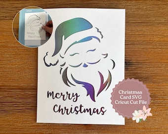 Card SVG Jolly Santa Merry Christmas, Cricut Cut File R20 R40 (Digital Download)