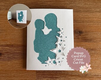 カードSVG 父と娘のポップアップスター カットファイル Cricut ハンドメイド 父の日、誕生日プレゼント