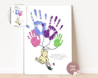 Printable Craft Winnie-the-Pooh Quote Handprint Craft, Baby Keepsake (Digital Download)