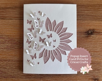 Card SVG Sunflower Popup Butterflies Insert Card Cut File Cricut Handmade Gifts for Her