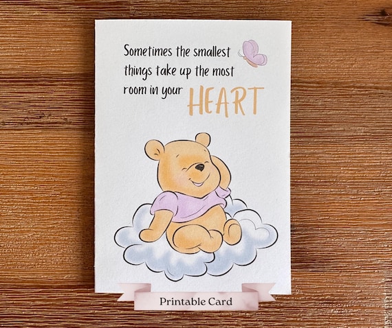 Welcome Baby Pooh Bear Quote Card: Pink Baby Shower, Birth