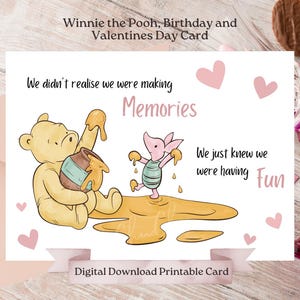 Pooh Bär Karte, Wir wussten nicht, dass wir Erinnerungen machen, wir wussten nur, dass wir Spaß Zitat Classic Winnie-the-pooh Valentinstag Karte hatten