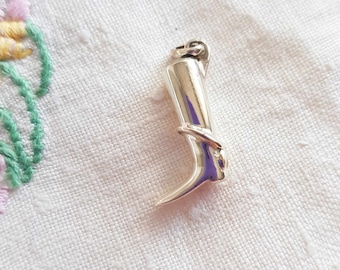 Vintage Sterling Silver Riding Boot Charm Pendant, Equestrian Jewelry
