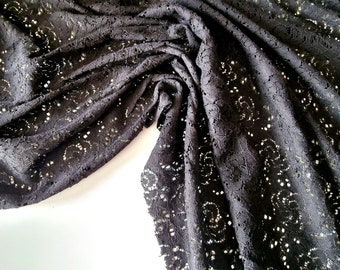 Black rose stretch lace fabric - 55" wide