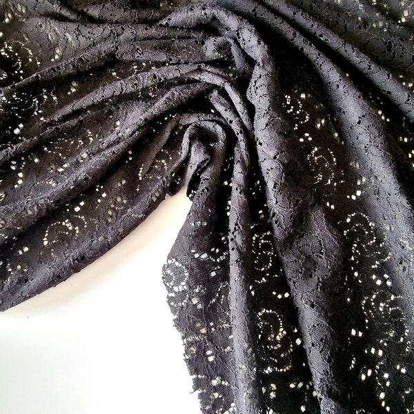Black Lace Fabric - Etsy UK