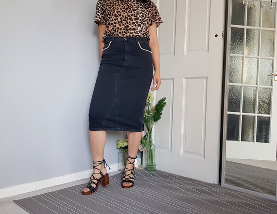 black denim pencil skirt uk