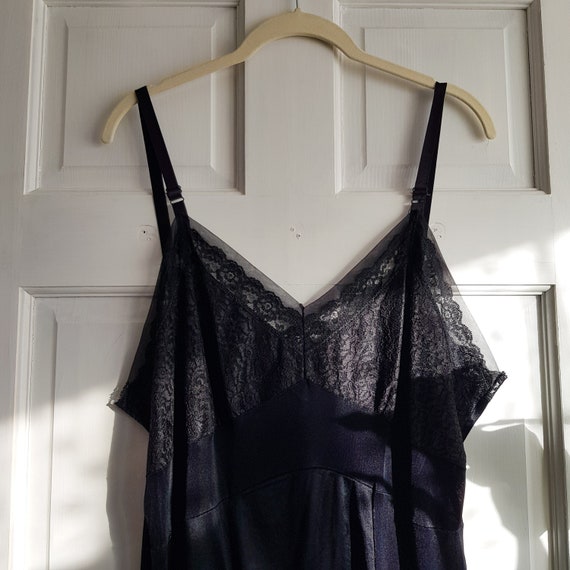 Black lace trim slip dress