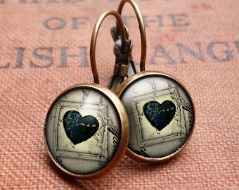 Black Heart No.1 Leverback Earrings (RR04)