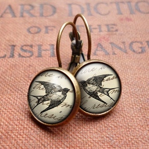 Vintage Swallow Leverback Earrings (ER05)