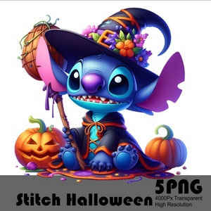 5 PNG Stitch Halloween Splash Watercolor Digital Design Png File for Sublimation High Resolution Tshirt Sublimation File Download Pumpkin