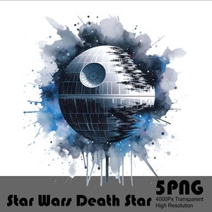 5 PNG Star Wars Étoile de la mort Splash Aquarelle Png Fichier Transparent pour sublimation Space Wars Design Png Fichier Png haute résolution Télécharger