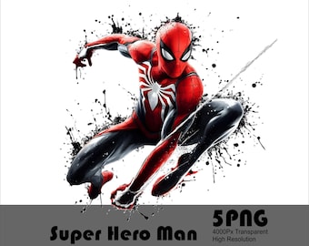 Hero Spider Watercolor PNG Clipart, Web Design (Digital Download)