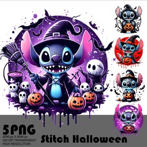 Stitch Png Bundle Halloween Png Wizard Stitch Png Witch Stitch Png Spooky Season Pumpkin PNG Splash Watercolor Digital High Resolution File