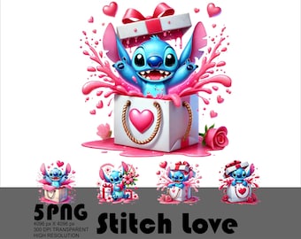 Stitch Png Stitch Love Png Stitch Clipart Png Stitch Gift Box Png Cute Stitch Png Birthday Stitch Png Digital Sublimation High Resolution