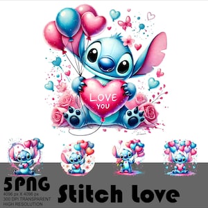 Stitch Valentine png steek clipart png Valentijnsdag png Stitch liefde png meisjes Valentine png hart png digitale sublimatie hoge resolutie