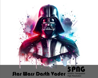Darth Vader Watercolor PNG, Star Wars Sublimation Design (Digital Download)