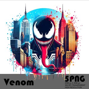 5 PNG Venom Png Crianças Herói Png Venom Cobra Png Herói Homem Png Aquarela Splash Transparente Arquivo Png para Sublimação 300 Dpi Arquivo Download