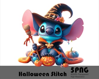 5PNG Stich Halloween Splash und Aquarell Digitales Design PNG Datei für Sublimation Hochauflösendes T-Shirt und Sublimationsdatei Png Download