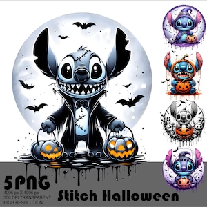 Stitch Png Bundle Halloween Png Wizard Stitch Png Witch Stitch Png Spooky Season Pumpkin PNG Splash Watercolor Digital High Resolution File