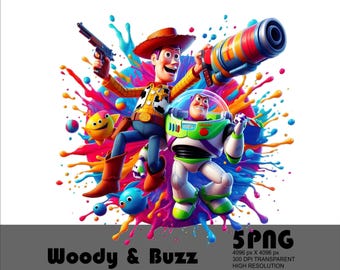 5PNG Toy Story Woody and Buzz Lightyear Png Buzz Png Toystory Characters Clipart Png Watercolor Transparent Png File for Sublimation 300 Dpi