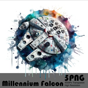5 Png Millennium Falcon StarWars Acuarela y Splash Archivo Png transparente para sublimación Diseño Png de alta resolución Archivo Png Descargar
