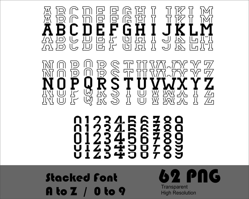 Stacked Alphabet PNG Stacked Font Svg Eps Ttf Letters Numbers Alphabet ...