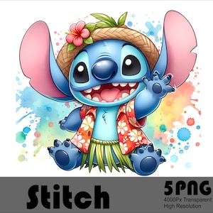 5PNG Stitch no Havaí PNG Design Camiseta de alta resolução e arquivo de sublimação Png Stitch