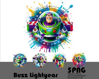 5 PNG Toy Story Buzz Lightyear Png Buzz Png Toystory Characters Clipart Png Watercolor Transparent Png File for Sublimation 300 Dpi Download