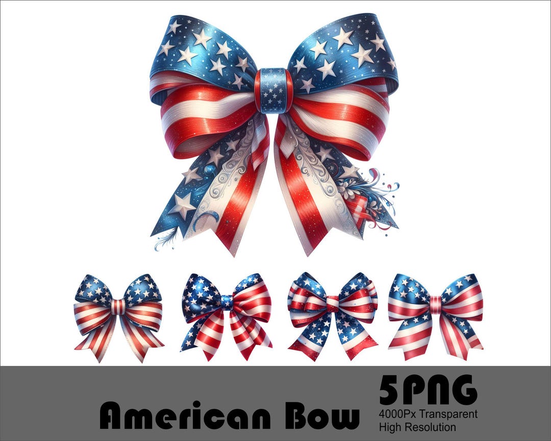 5 PNG American Coquette Bow Png 4th of July Png, American Flag Digital ...