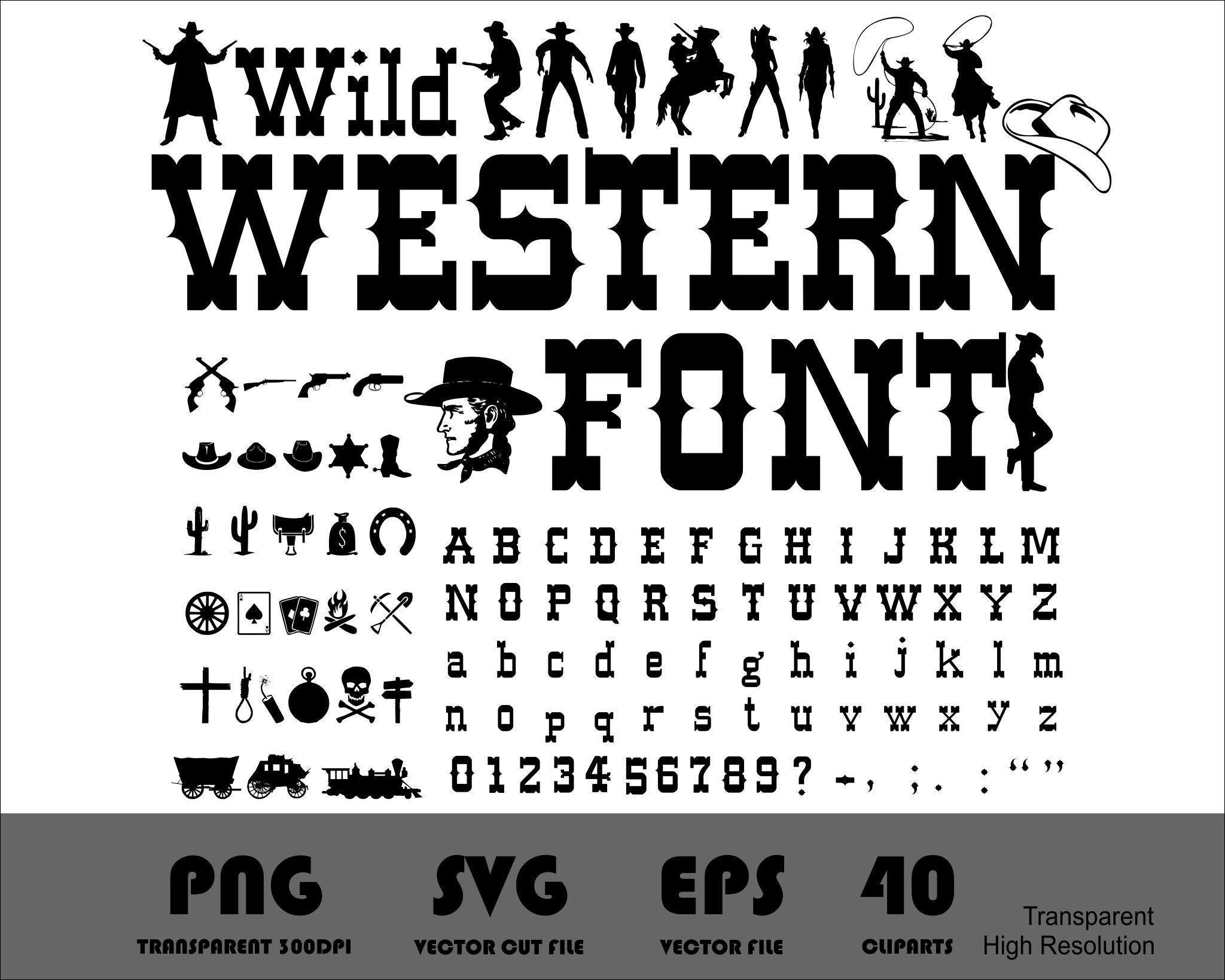 Westers lettertype Png Svg Texas Cowboy lettertype Svg Png Wild West lettertype land lettertype Rodeo lettertype Vintage lettertype alfabetletters cijfers voor Cricut
